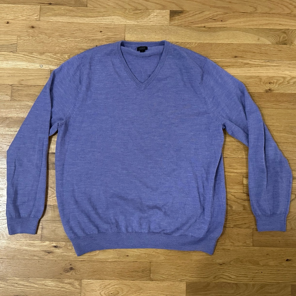 Purple/grey merino wool J Crew mens sweater